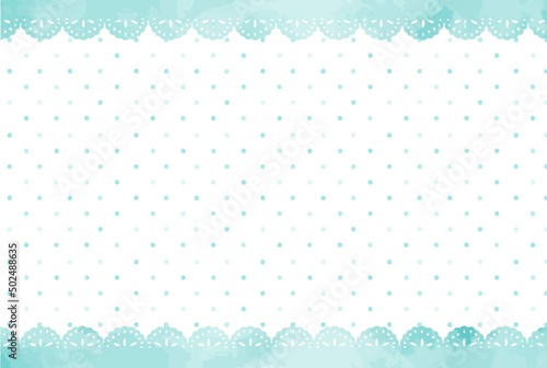 かわいい水玉模様とレースの背景イラスト