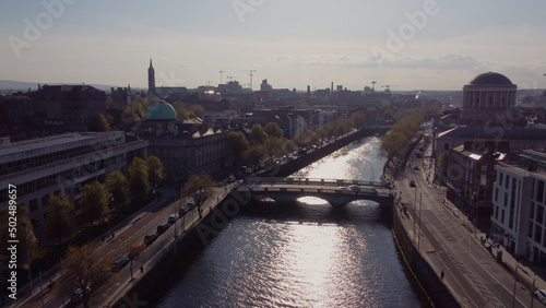 Photography Amazing city of Dublin Ireland from above - aerial view by drone