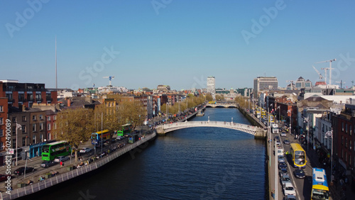 Wallpaper Mural Famous Ha Penny Bridge in Dublin from above - drone footage Torontodigital.ca