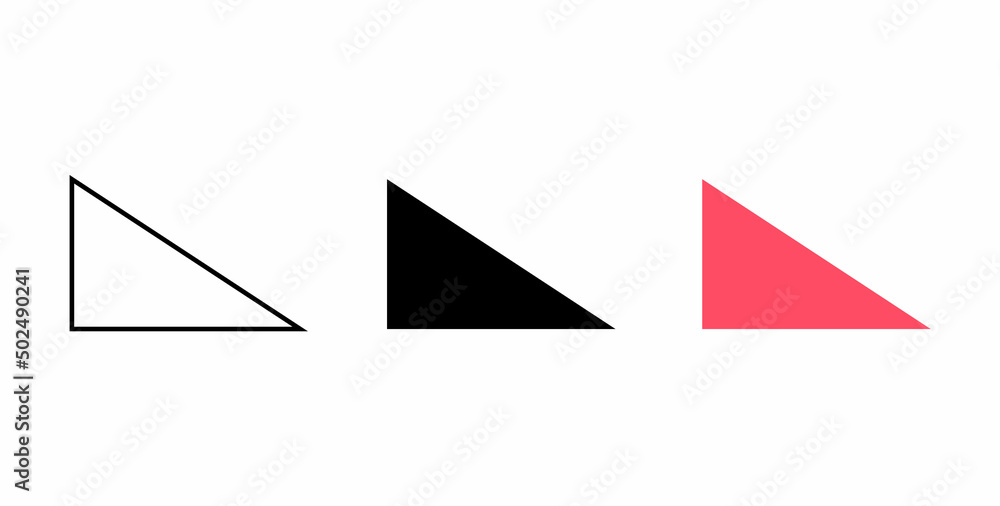 set of 2d right triangle shape in mathematics set of 2d right triangle shape in mathematics