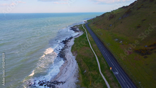 The beautiful Causeway Coast in Northern Ireland - aerial view by drone