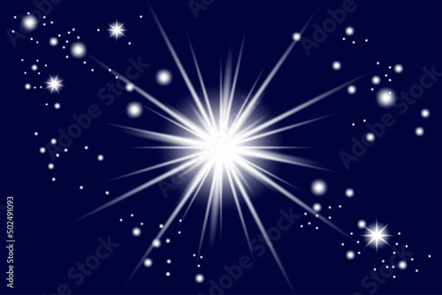 Blue moon stars sky. Astronomy science. Nature landscape. Space background. Vector illustration. stock image. 