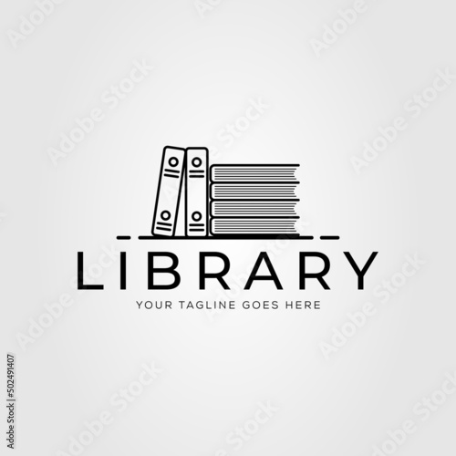 book library or bookstore or bookshelf logo vector illustration design