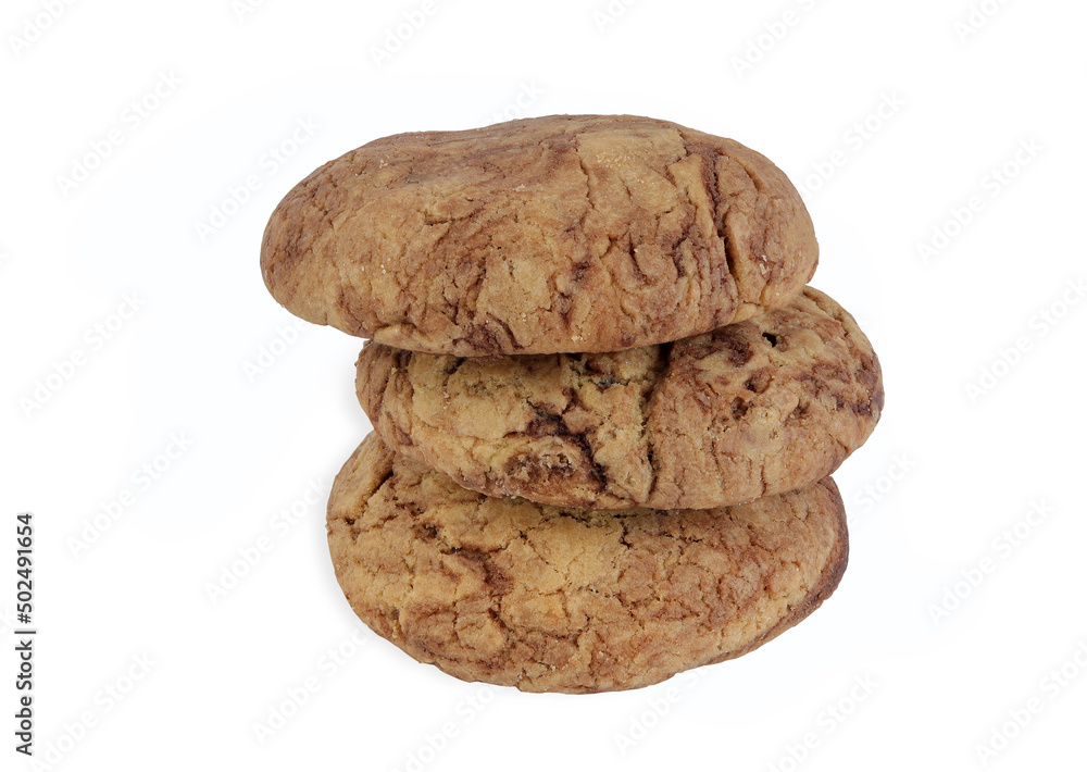 Chocolate chip cookies on white background with clipping path. Sweet biscuits. Big chewy soft chocolate cookie. Chocolate chip cookies on white background with clipping path. Sweet biscuits. Big chewy soft chocolate cookie.