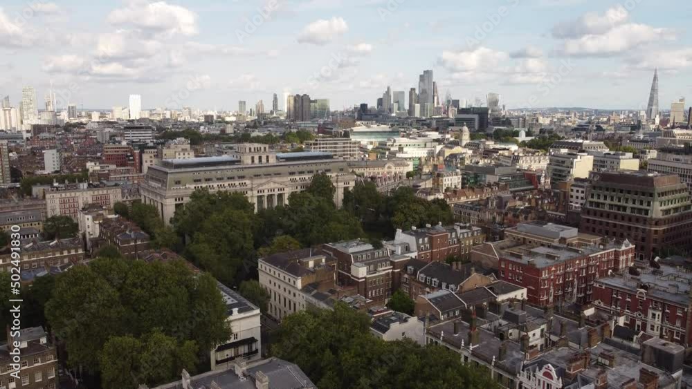 Drone view of the streets of Bloomsbury near the British Museum in London. Drone view of the streets of Bloomsbury near the British Museum in London.