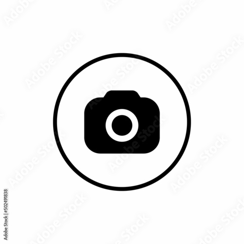 Camera, Capture Icon Vector in Line Circle Button