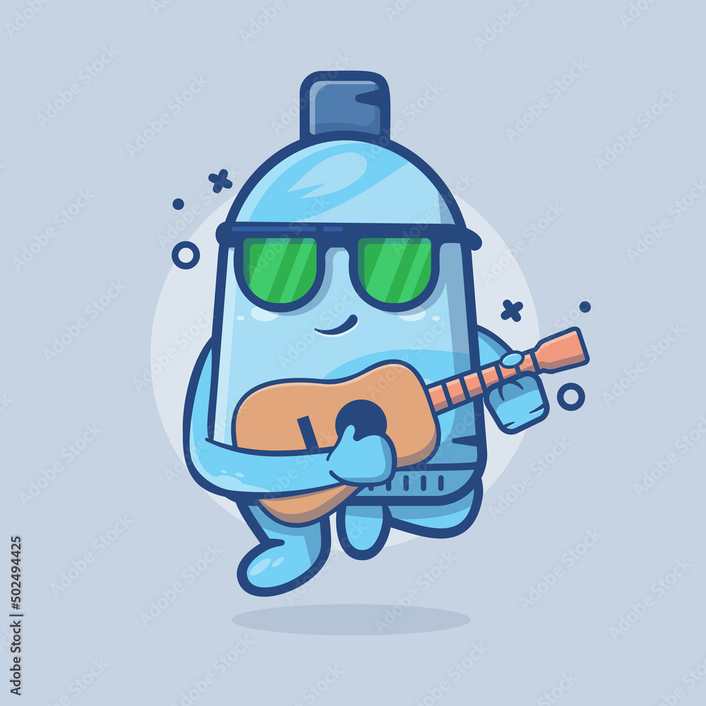 Obraz premium Cool toothpaste tube character mascot playing guitar isolated cartoon in flat style design