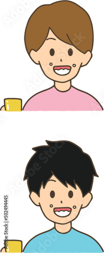 うがい　女性　男性　正面