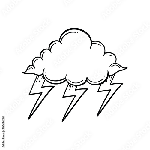hand drawn cloud with lightning doodle illustration for tattoo stickers poster etc