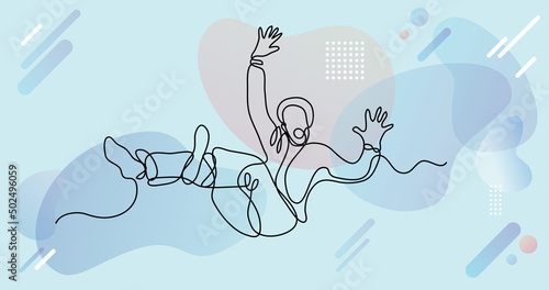 continuous line drawing of falling man