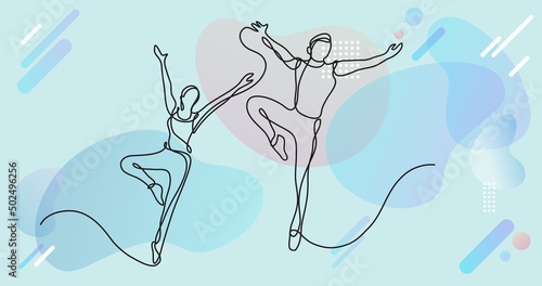 continuous line drawing of two ballet dancers