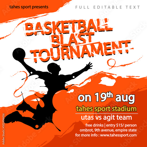 basketball blast tournament flyer template