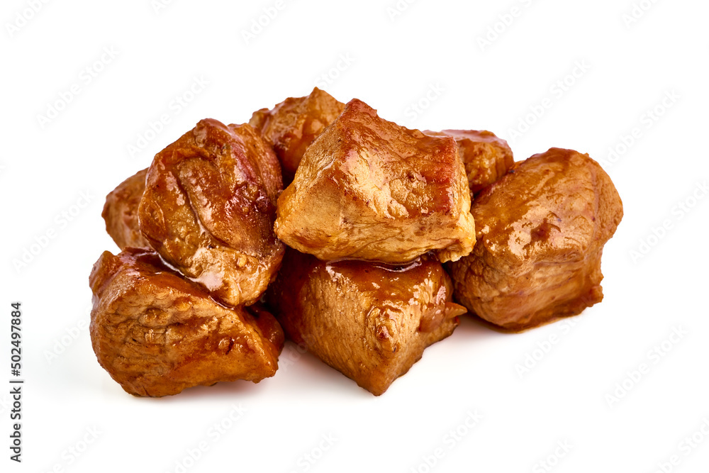 Rasted meat in sauce isolated on white background Rasted meat in sauce isolated on white background