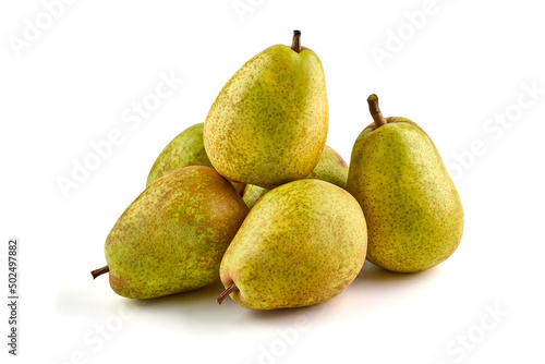 Ripe appetizing pears isolated on white background