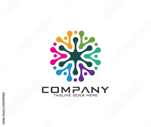 Abstract Technology vector logo design template Molecule nanotechnology dna theme