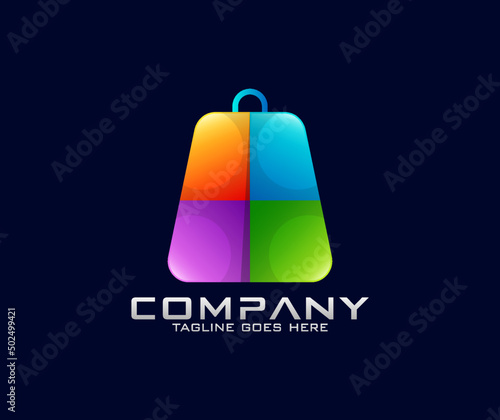 Colorful shopping bag logo design Online shop logo design template shopping logo