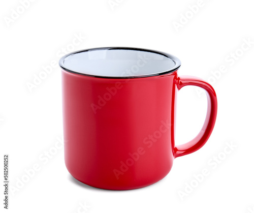 Red cup on white background