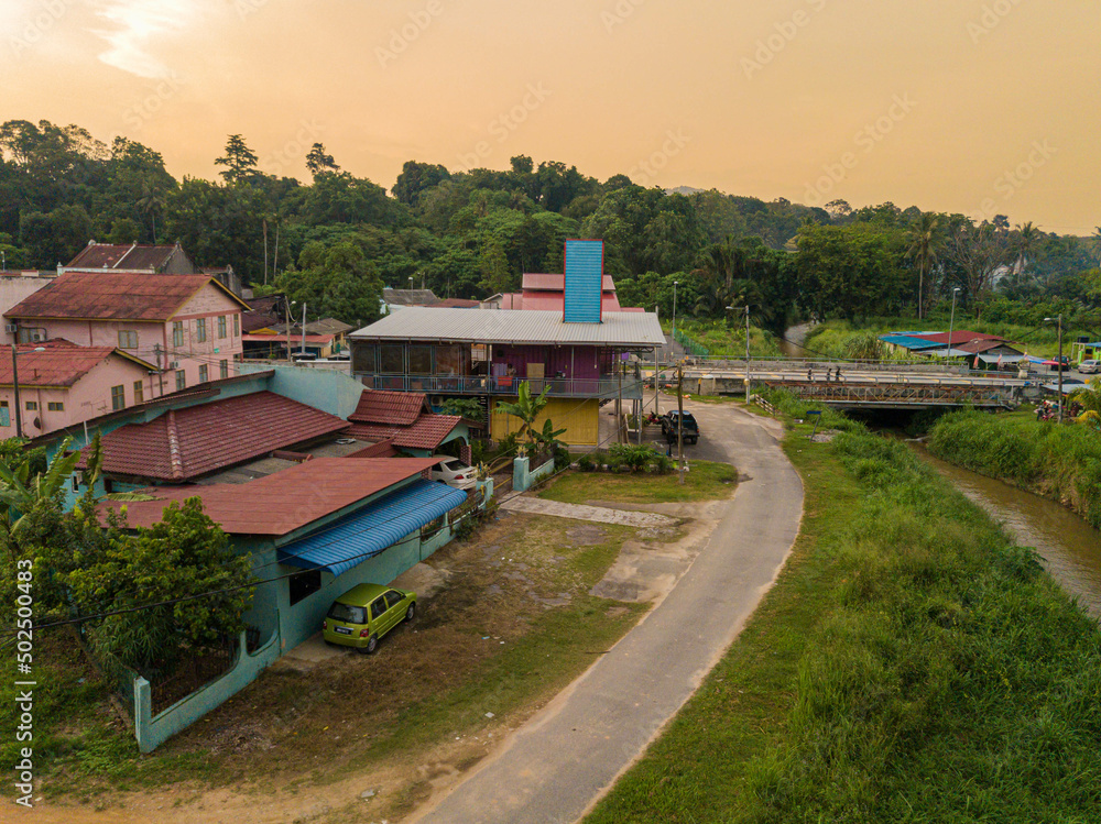 Aerial drone view of townscape and residential area in Selandar, Jasin, Melaka, Malaysia. Aerial drone view of townscape and residential area in Selandar, Jasin, Melaka, Malaysia.