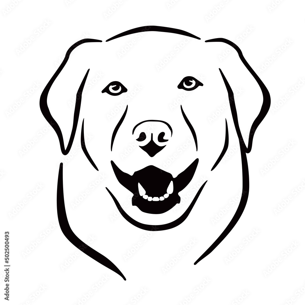 Dog head. Line portrait. Black and white vector graphics Dog head. Line portrait. Black and white vector graphics