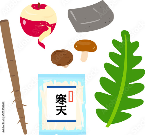 水溶性食物繊維を含む食品のイラストセット