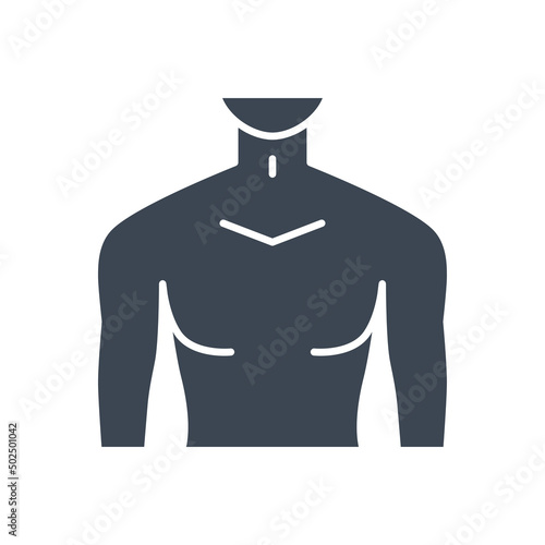 Male torso related vector glyph icon.