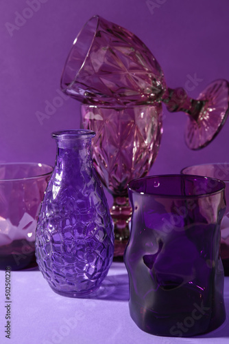 Stylish empty glasses on pu...