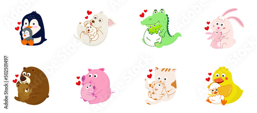 Mothers Day Happy mommy and baby animals Love for loved ones	