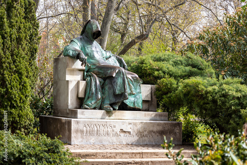  Anonymous statue, Vajdahunyad castle -  City Park, Budapest, Hungary, Europe photo