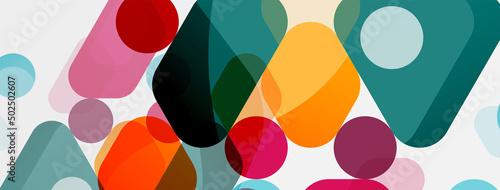 Color bubbles and rounded geometric shapes on white. Vector geometric minimal abstract background for wallpaper, banner, background, landing page