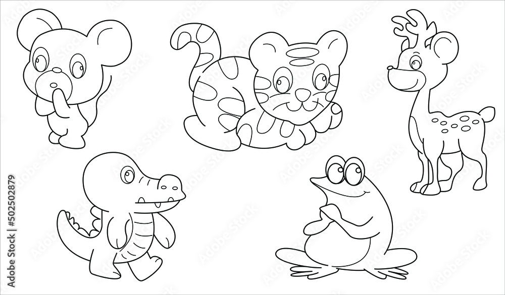 Draft animal outline vector set 47 ( tiger deer frog crocodile rat ) Draft animal outline vector set 47 ( tiger deer frog crocodile rat )