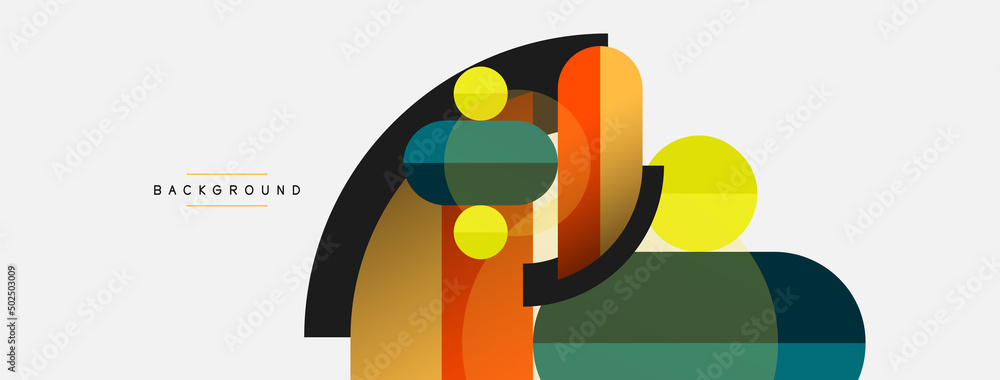 Geometric shapes composition abstract background. Circles lines and rectangles. Vector illustration for wallpaper banner background or landing page Geometric shapes composition abstract background. Circles lines and rectangles. Vector illustration for wallpaper banner background or landing page