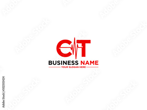 Colorful CT Logo Letter, simple Ct tc Logo Icon Design For heart medical medicine or music product