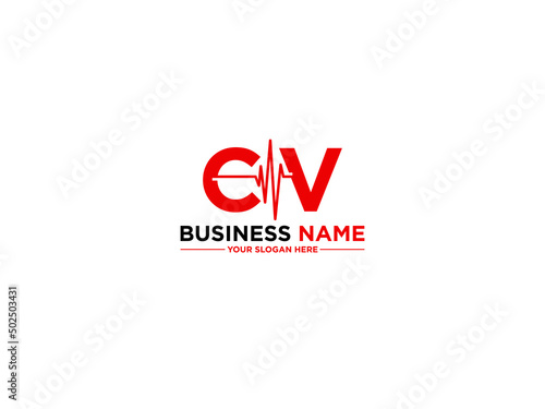 Colorful CV Logo Letter, simple Cv vc Logo Icon Design For heart medical medicine or music product