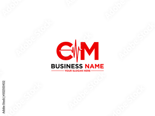 Colorful CM Logo Letter, simple Cm mc Logo Icon Design For heart medical medicine or music product