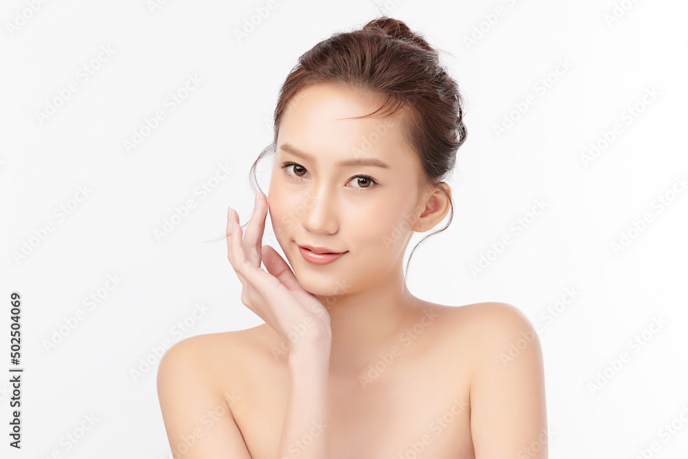 Beautiful young asian woman with clean fresh skin on white background, Face care, Facial treatment, Cosmetology, beauty and spa, Asian women portrait. Beautiful young asian woman with clean fresh skin on white background, Face care, Facial treatment, Cosmetology, beauty and spa, Asian women portrait.