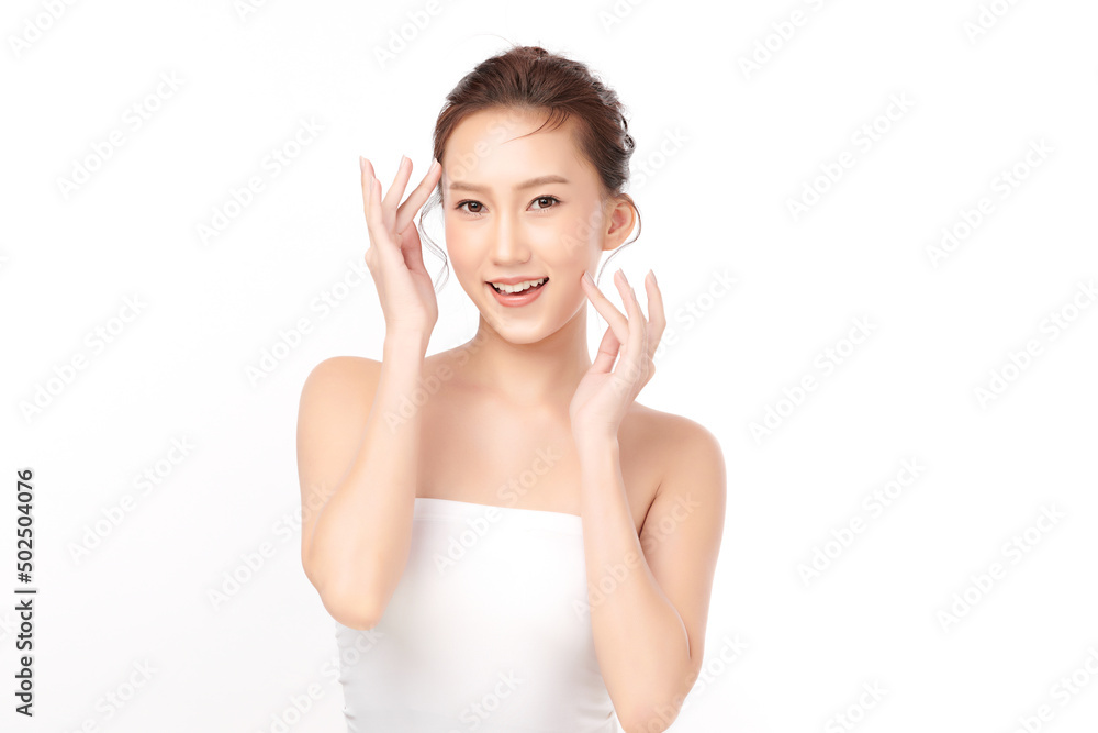 Beautiful young asian woman with clean fresh skin on white background, Face care, Facial treatment, Cosmetology, beauty and spa, Asian women portrait. Beautiful young asian woman with clean fresh skin on white background, Face care, Facial treatment, Cosmetology, beauty and spa, Asian women portrait.