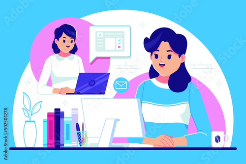 remote working flat design illustration
