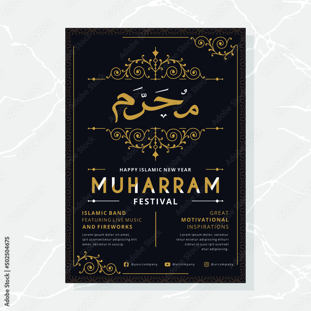 happy muharram islamic new year flyer template