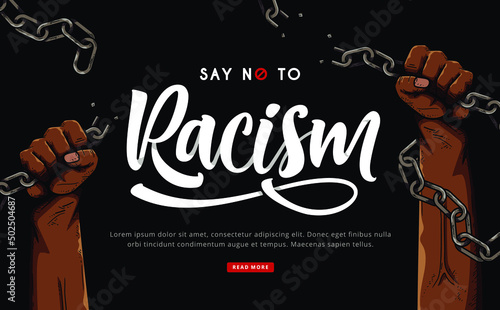 say no to racism lettering background