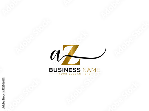 Alphabet AZ za Signature Letter Logo, Signature Az Logo Icon Design photo
