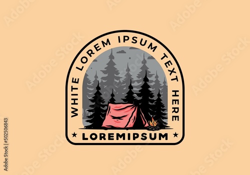 Midnight camping with bonfire illustration