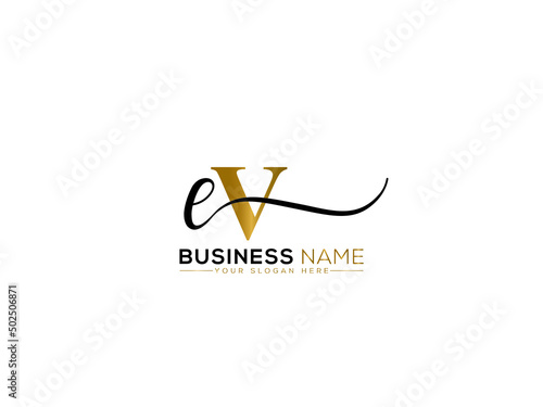 Signature EV Logo Icon, Letter Ev ve Signature Logo Vector For All Kind Of Use