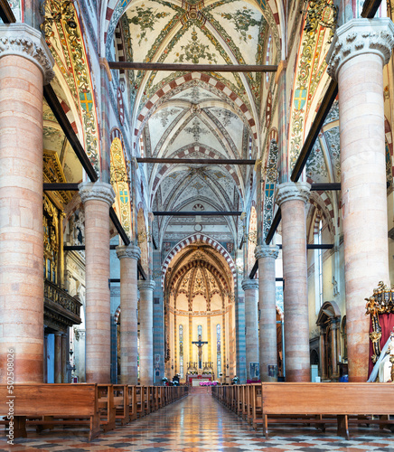 Verona, Italy - interior of the church of Santa Anastasia photo