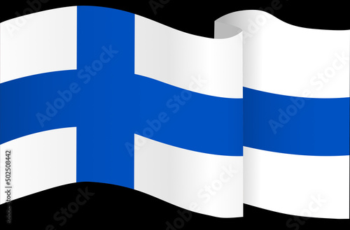 Finland flag wave  isolated  on png or transparent background,Symbol Finland. vector illustration