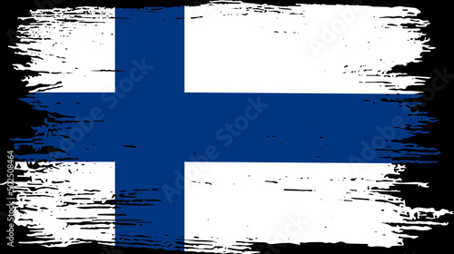 Finland flag with brush paint textured isolated  on png or transparent background.Symbol of  Finland.vector illustration