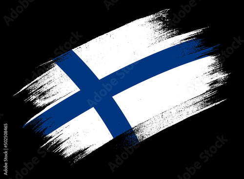 Finland flag with brush paint textured isolated  on png or transparent background.Symbol of  Finland.vector illustration
