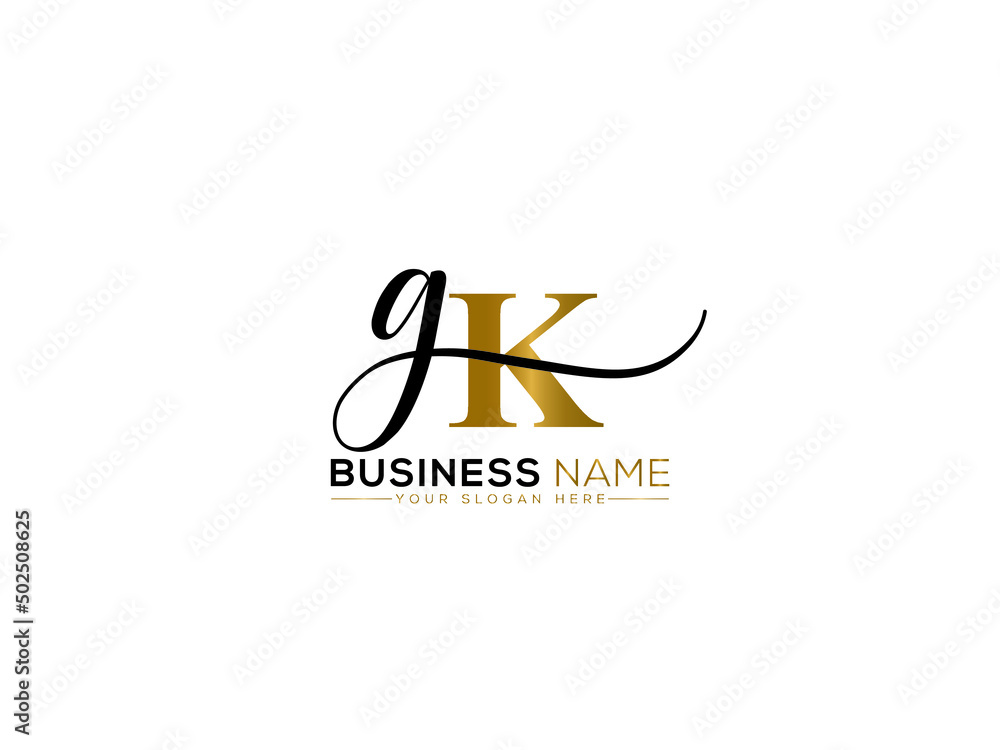 Signature GK Logo Design, Letter Gk kg Signature Logo Icon Vector For