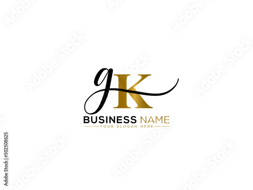 Signature GK Logo Design, Letter Gk kg Signature Logo Icon Vector For apparel clothing luxury fashion brand