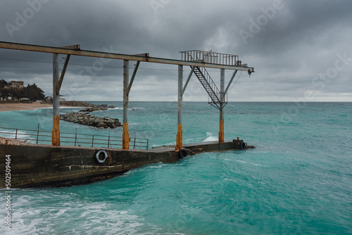 Simeiz city beach on cloudy weather. Crimea