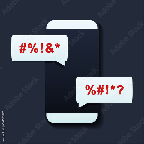 Swearing on phone. Vector illustration